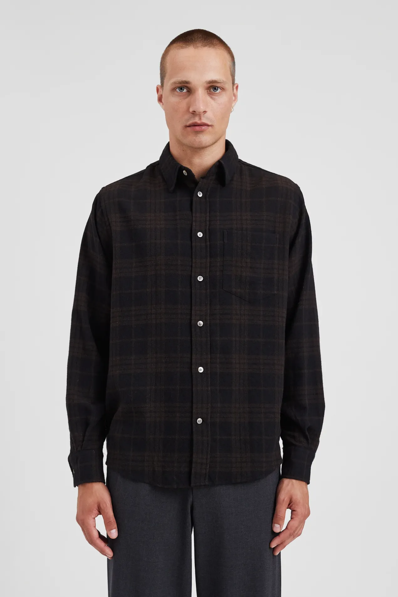 algot_relaxed_wool_check_shirt_2-1.webp Norse Projects SHIRTING^Algot Relaxed Wool Check Shirt Espresso