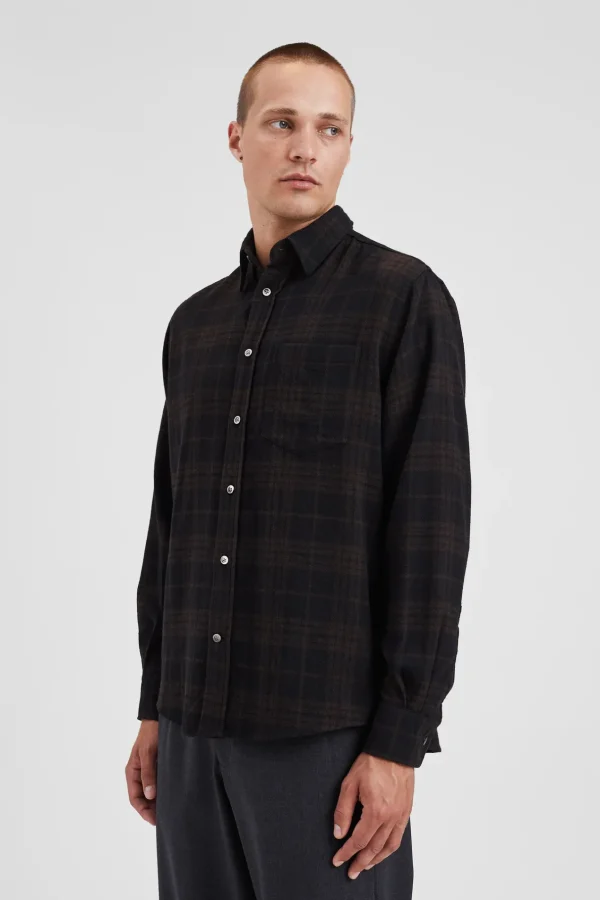 Norse Projects SHIRTING^Algot Relaxed Wool Check Shirt Espresso