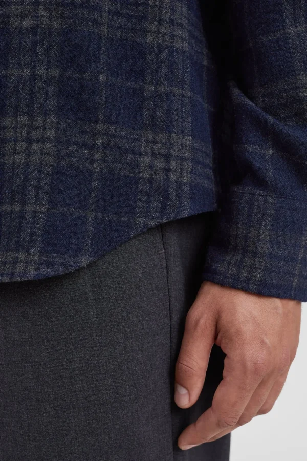 Norse Projects SHIRTING^Algot Relaxed Wool Check Shirt Dark Navy