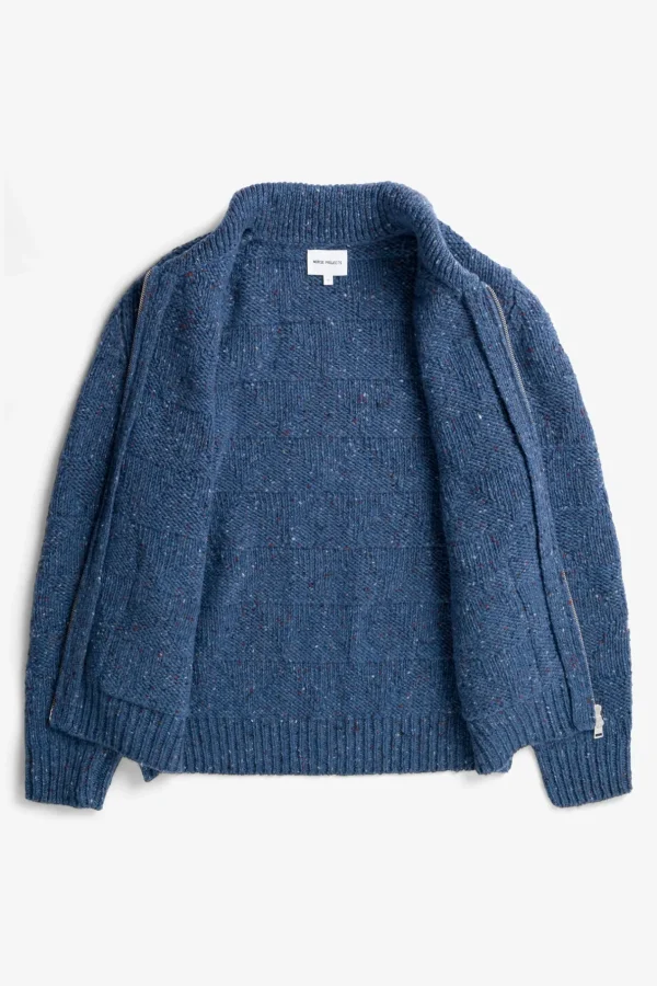 Norse Projects KNITWEAR^Erik Donegal Diamond Jacket Ensign Blue