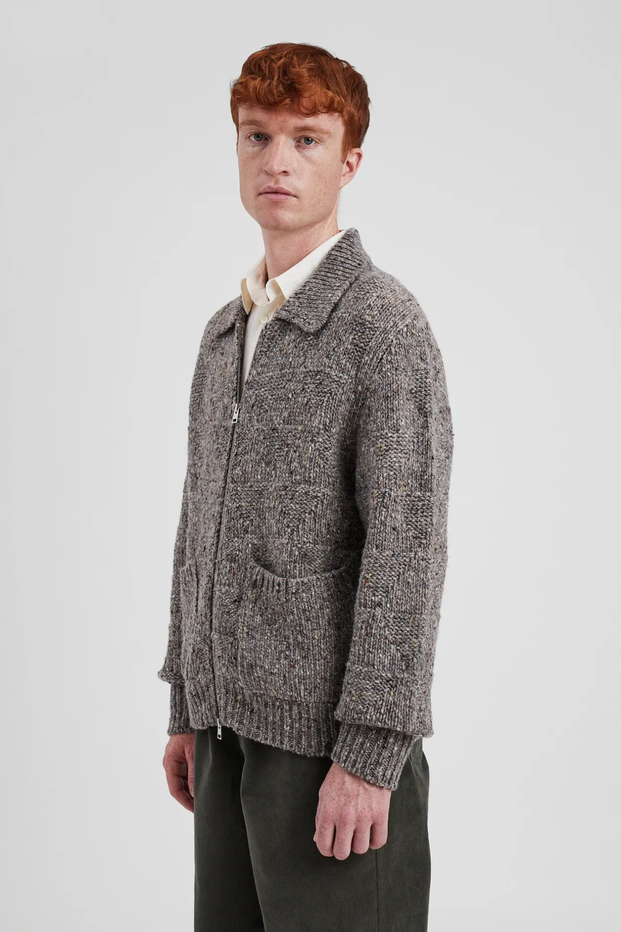 erik_donegal_diamond_jacket_3.webp Norse Projects KNITWEAR^Erik Donegal Diamond Jacket Grey Melange