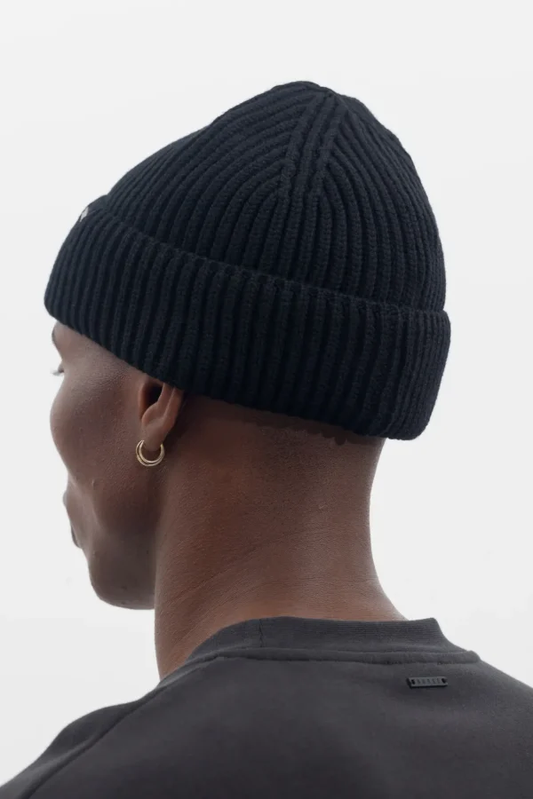 Norse Projects BEANIES^Fine Merino Rib Beanie Black
