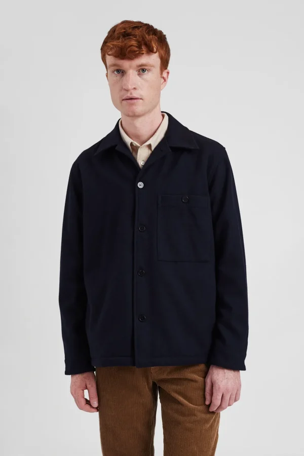 Norse Projects OVERSHIRTS^Folke Wool Overshirt Dark Navy
