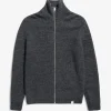 Norse Projects KNITWEAR^Hagen Wool Cotton Rib Full Zip Jacket Dark Grey Melange