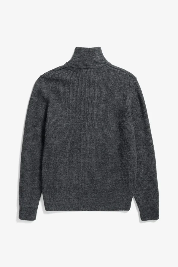 Norse Projects KNITWEAR^Hagen Wool Cotton Rib Full Zip Jacket Dark Grey Melange