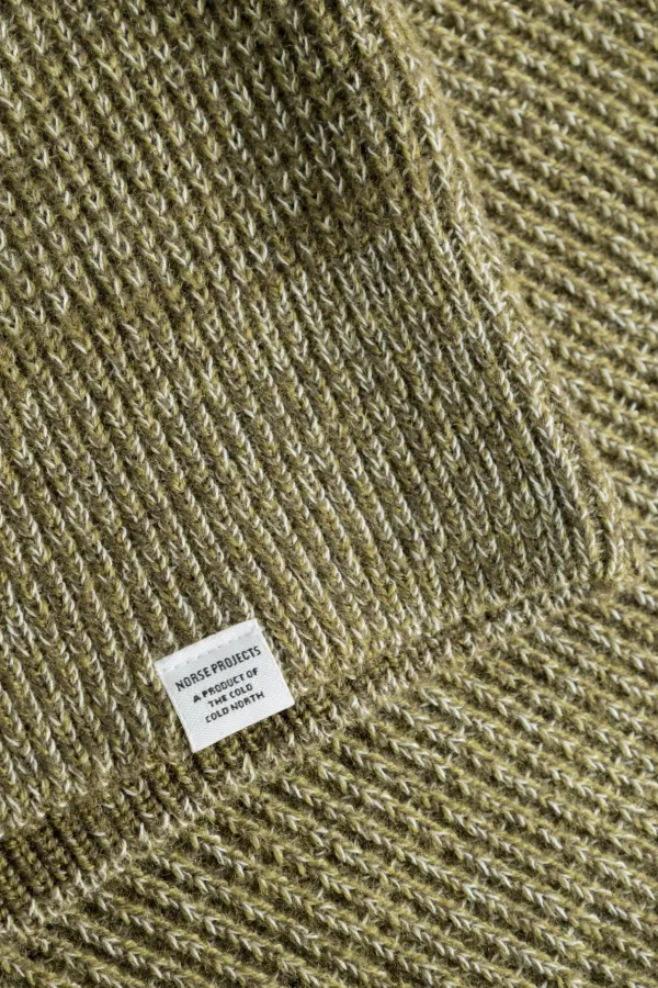 Norse Projects KNITWEAR^Hagen Wool Cotton Rib Full Zip Jacket Sitka Green