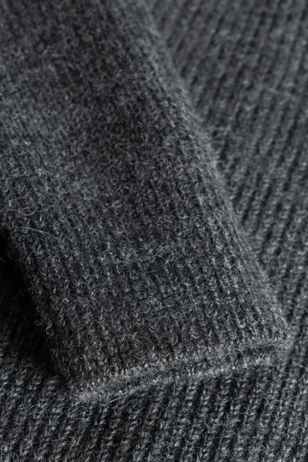 Norse Projects KNITWEAR^Hagen Wool Cotton Rib Full Zip Jacket Dark Grey Melange