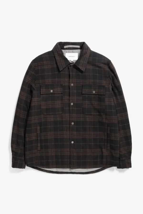 Norse Projects OVERSHIRTS^Hjalmer Insulated Wool Check Overshirt Espresso