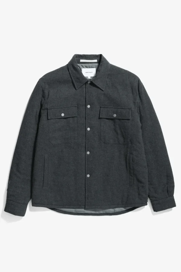 Norse Projects OVERSHIRTS^Hjalmer Insulated Wool Overshirt Charcoal Melange