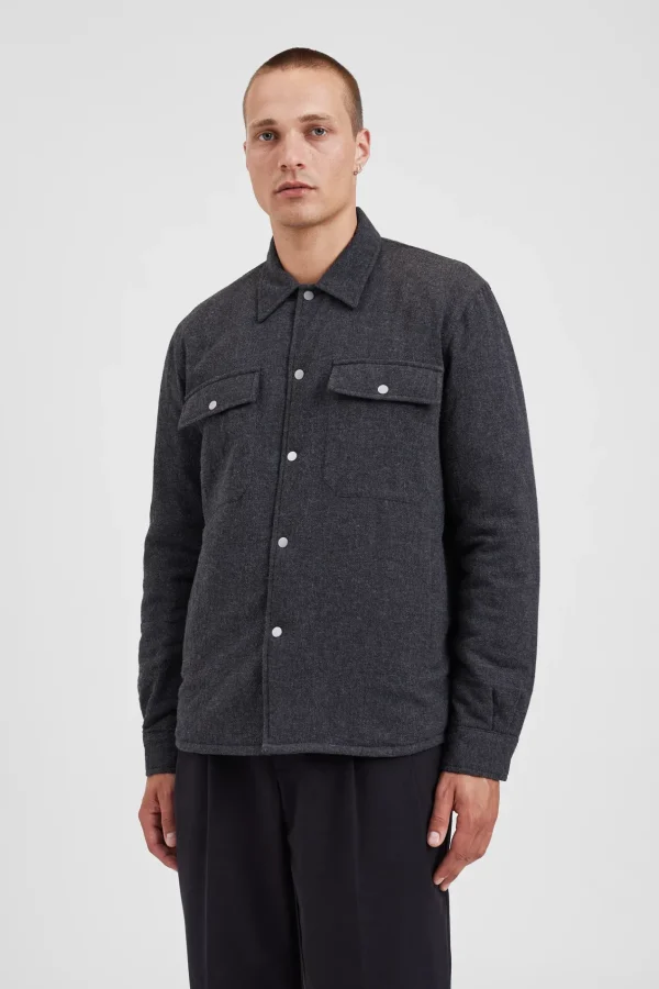 Norse Projects OVERSHIRTS^Hjalmer Insulated Wool Overshirt Charcoal Melange
