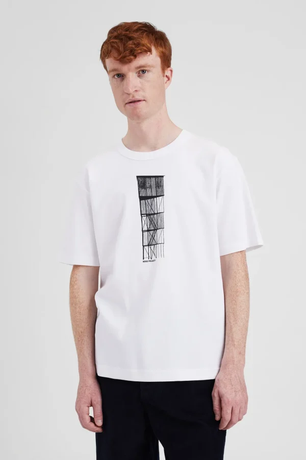 Norse Projects T-SHIRTS^Holger Organic Interlock Tower Print T-Shirt White