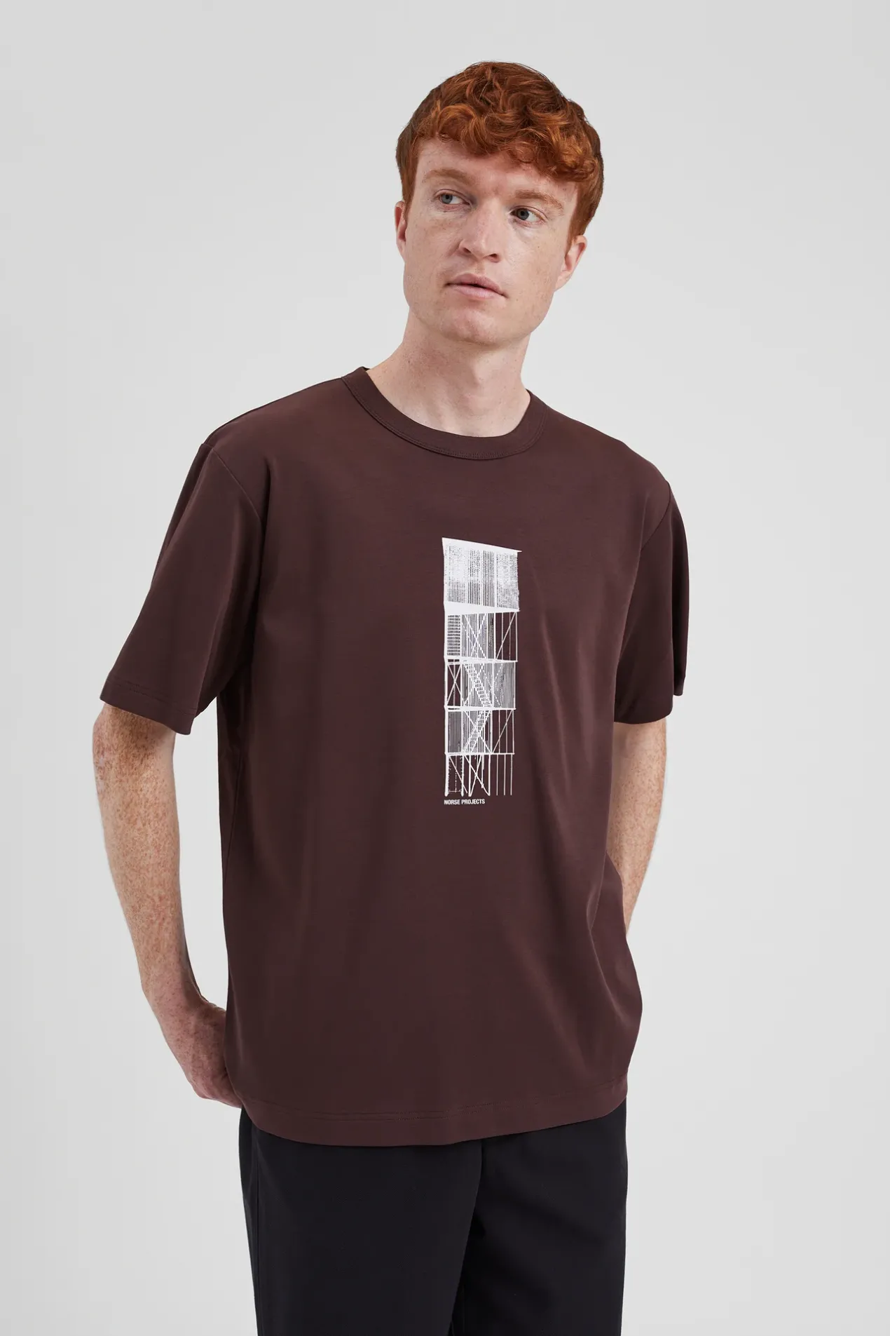holger_organic_interlock_tower_print_tshirt_2.webp Norse Projects T-SHIRTS^Holger Organic Interlock Tower Print T-Shirt Wine Red