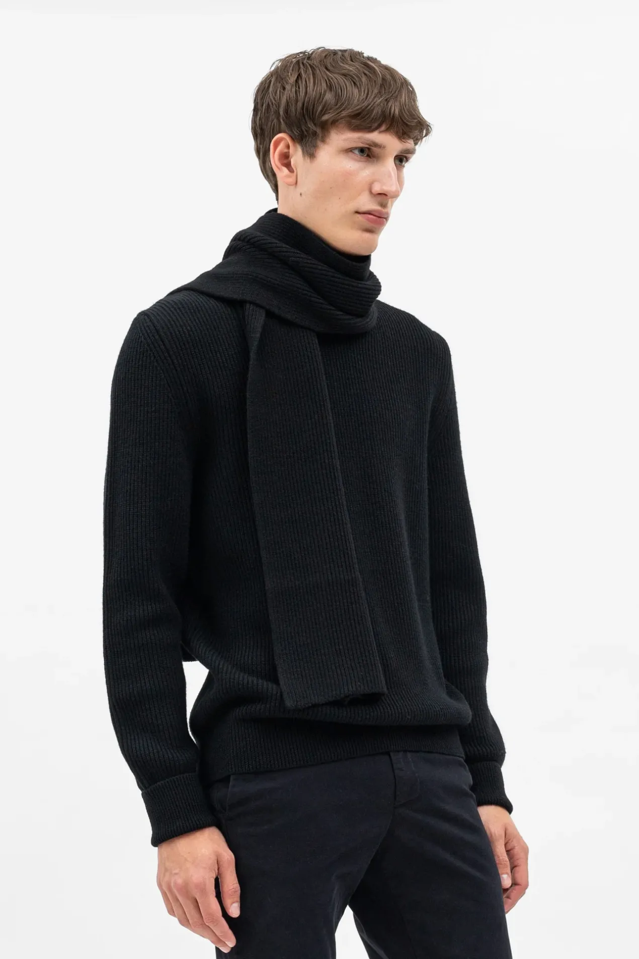 jannik_merino_rib_scarf_3-1.webp Norse Projects ACCESSORIES^Jannik Merino Rib Scarf Black
