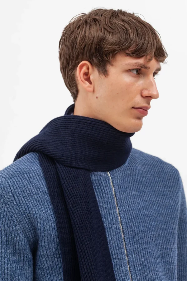 Norse Projects ACCESSORIES^Jannik Merino Rib Scarf Dark Navy