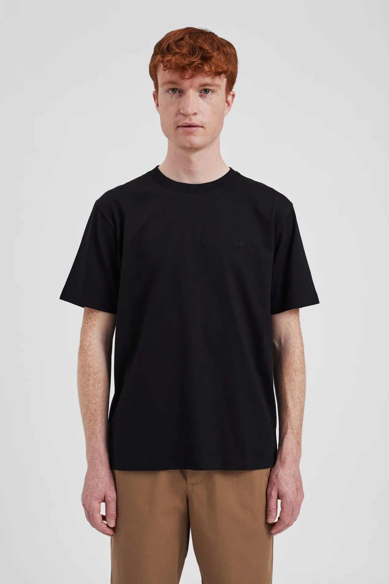 johannes_organic_norse_logo_tshirt_2-4.webp Norse Projects T-SHIRTS^Johannes Organic NORSE Logo T-shirt Black