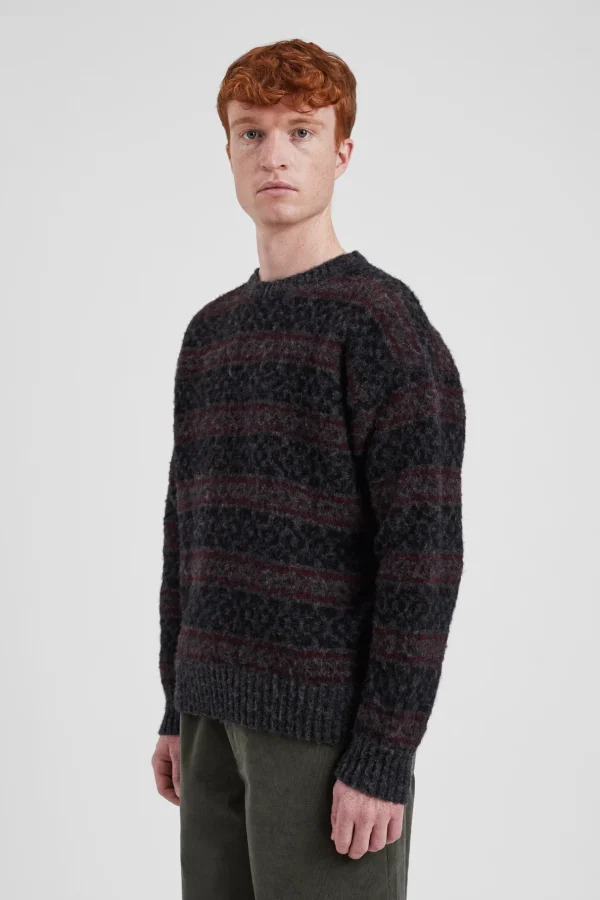 Norse Projects KNITWEAR^Jonas Scottish Lambswool Fair Isle Sweater Charcoal Grey