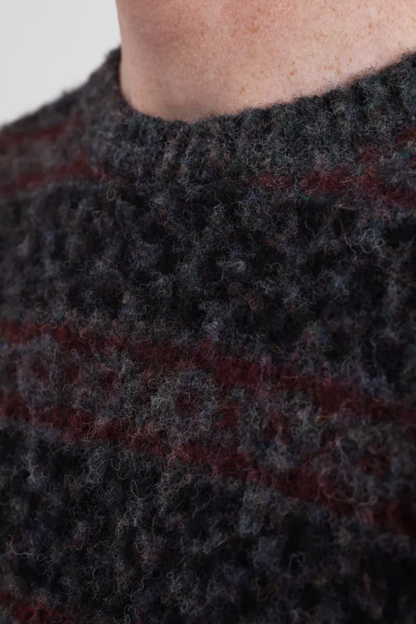 Norse Projects KNITWEAR^Jonas Scottish Lambswool Fair Isle Sweater Charcoal Grey