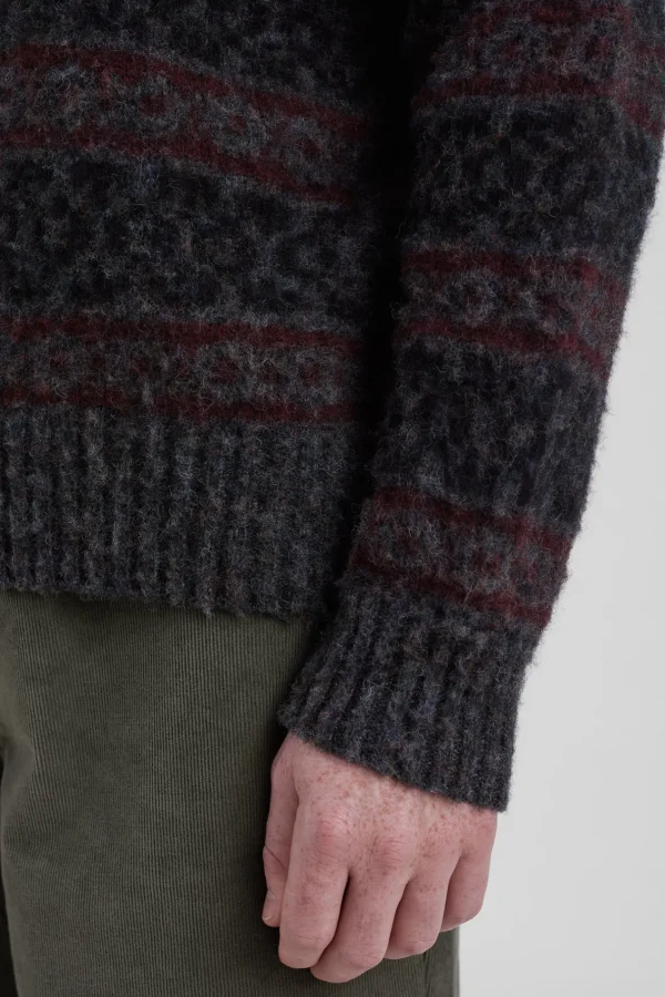 Norse Projects KNITWEAR^Jonas Scottish Lambswool Fair Isle Sweater Charcoal Grey