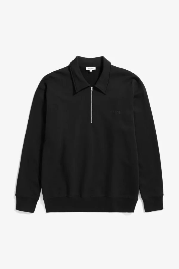 Norse Projects SWEATSHIRTS^Ketel Relaxed Organic NORSE Logo Half Zip Black