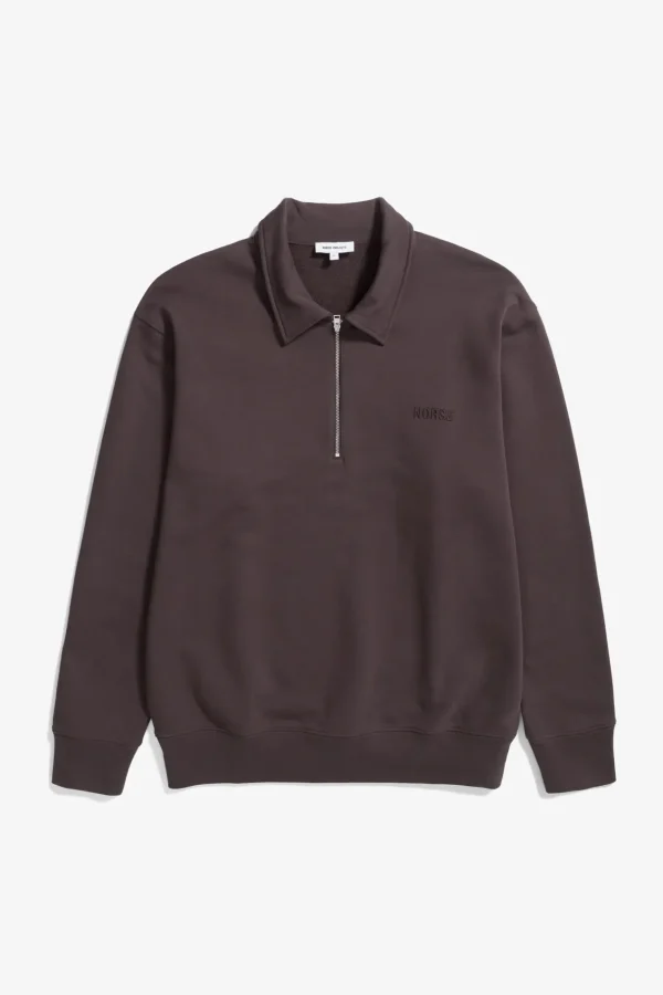 Norse Projects SWEATSHIRTS^Ketel Relaxed Organic NORSE Logo Half Zip Wine Red