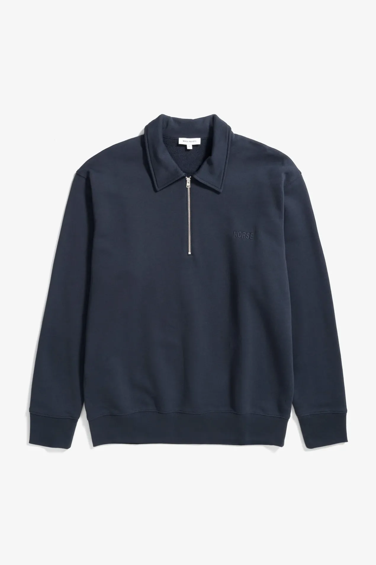 ketel_relaxed_organic_norse_logo_half_zip_0.webp Norse Projects SWEATSHIRTS^Ketel Relaxed Organic NORSE Logo Half Zip Dark Navy