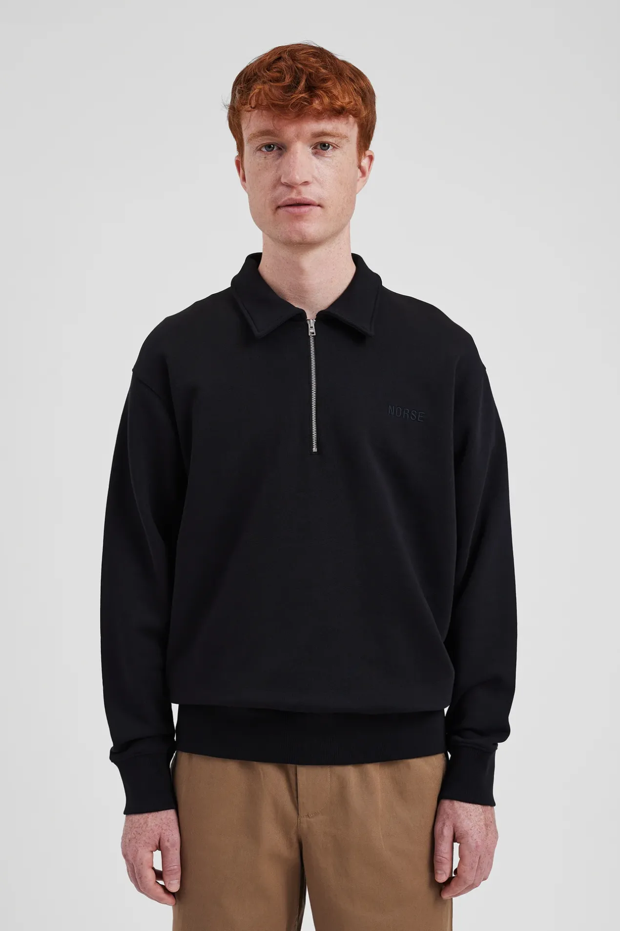 ketel_relaxed_organic_norse_logo_half_zip_2-1.webp Norse Projects SWEATSHIRTS^Ketel Relaxed Organic NORSE Logo Half Zip Black