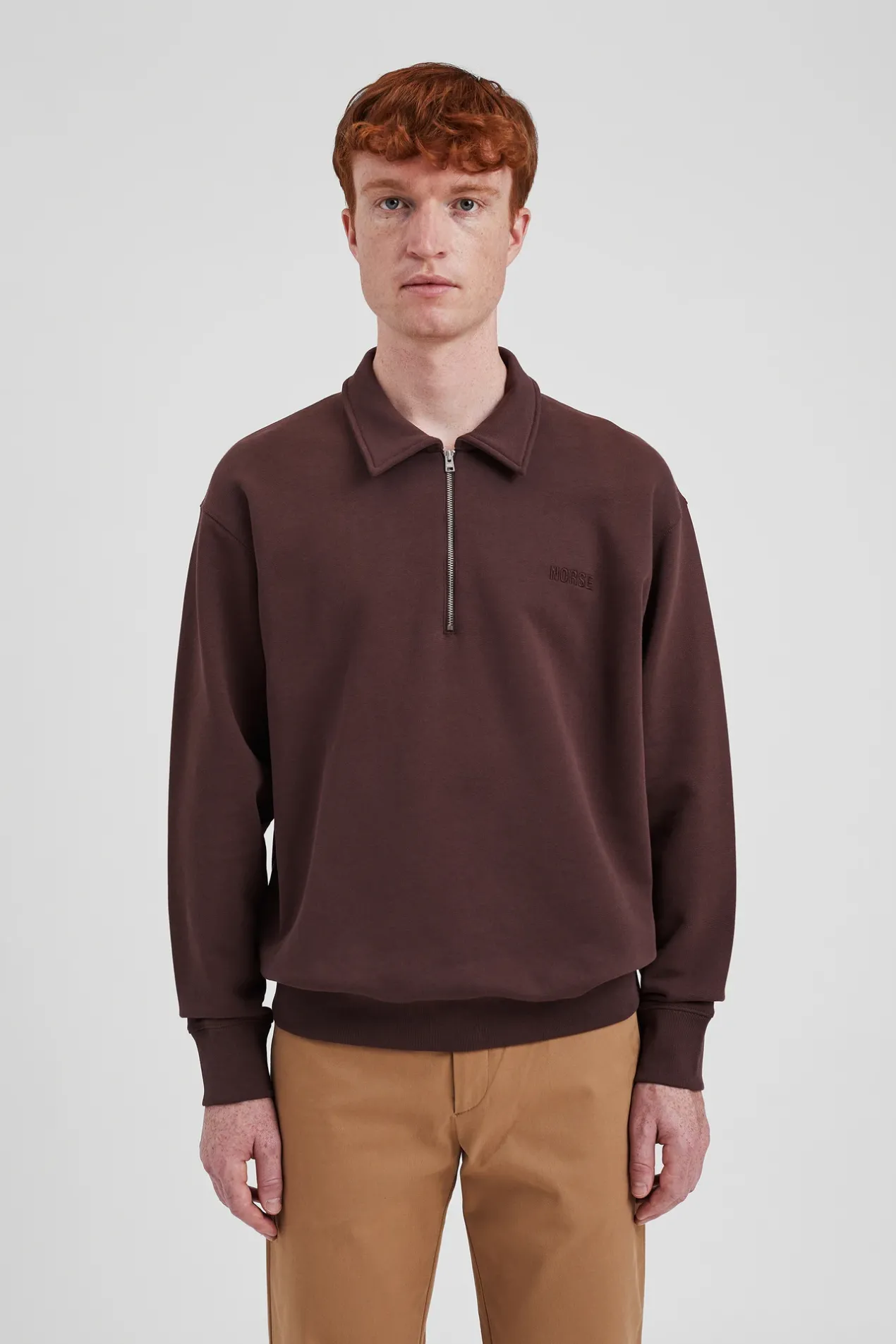 ketel_relaxed_organic_norse_logo_half_zip_2-3.webp Norse Projects SWEATSHIRTS^Ketel Relaxed Organic NORSE Logo Half Zip Wine Red