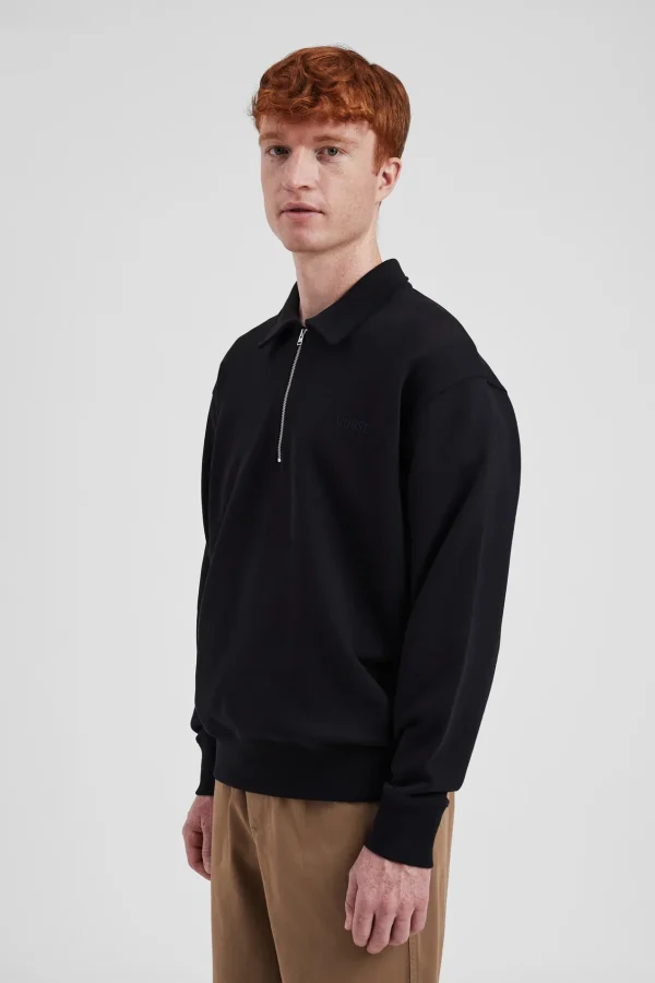 Norse Projects SWEATSHIRTS^Ketel Relaxed Organic NORSE Logo Half Zip Black
