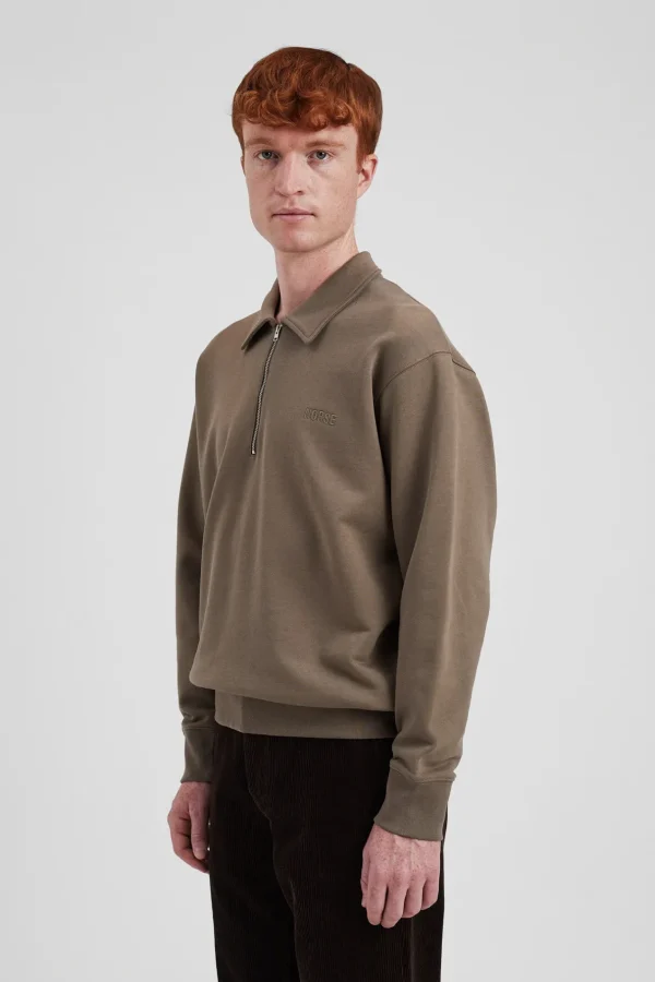 Norse Projects SWEATSHIRTS^Ketel Relaxed Organic NORSE Logo Half Zip Sediment Green