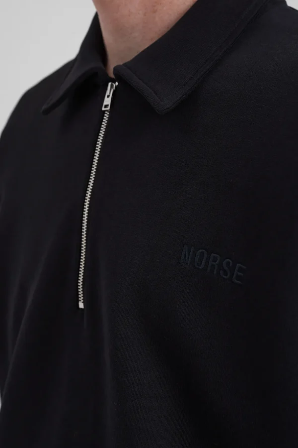 Norse Projects SWEATSHIRTS^Ketel Relaxed Organic NORSE Logo Half Zip Black