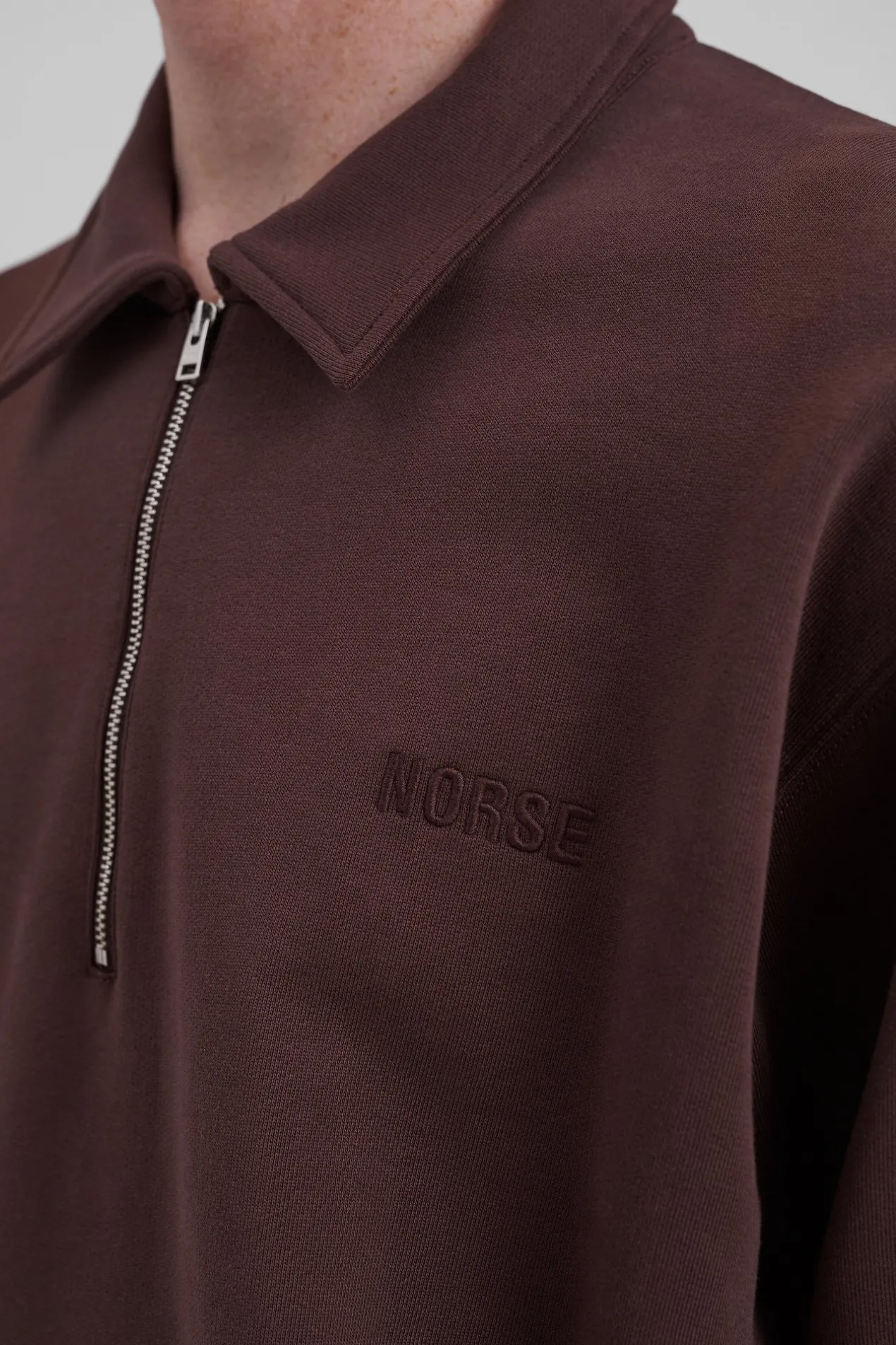 ketel_relaxed_organic_norse_logo_half_zip_4-3.webp Norse Projects SWEATSHIRTS^Ketel Relaxed Organic NORSE Logo Half Zip Wine Red