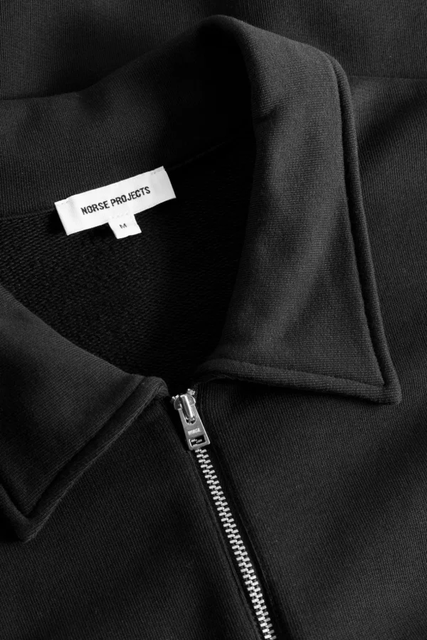 Norse Projects SWEATSHIRTS^Ketel Relaxed Organic NORSE Logo Half Zip Black
