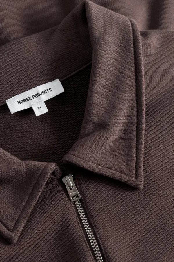 Norse Projects SWEATSHIRTS^Ketel Relaxed Organic NORSE Logo Half Zip Wine Red