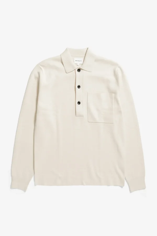 Norse Projects KNITWEAR^Kian Merino Cotton Milano Polo Enamel White