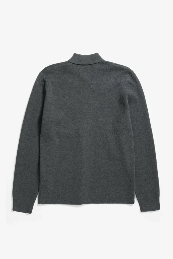 Norse Projects KNITWEAR^Kian Merino Cotton Milano Polo Dark Grey Melange