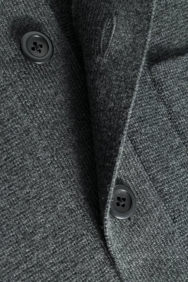 Norse Projects KNITWEAR^Kian Merino Cotton Milano Polo Dark Grey Melange