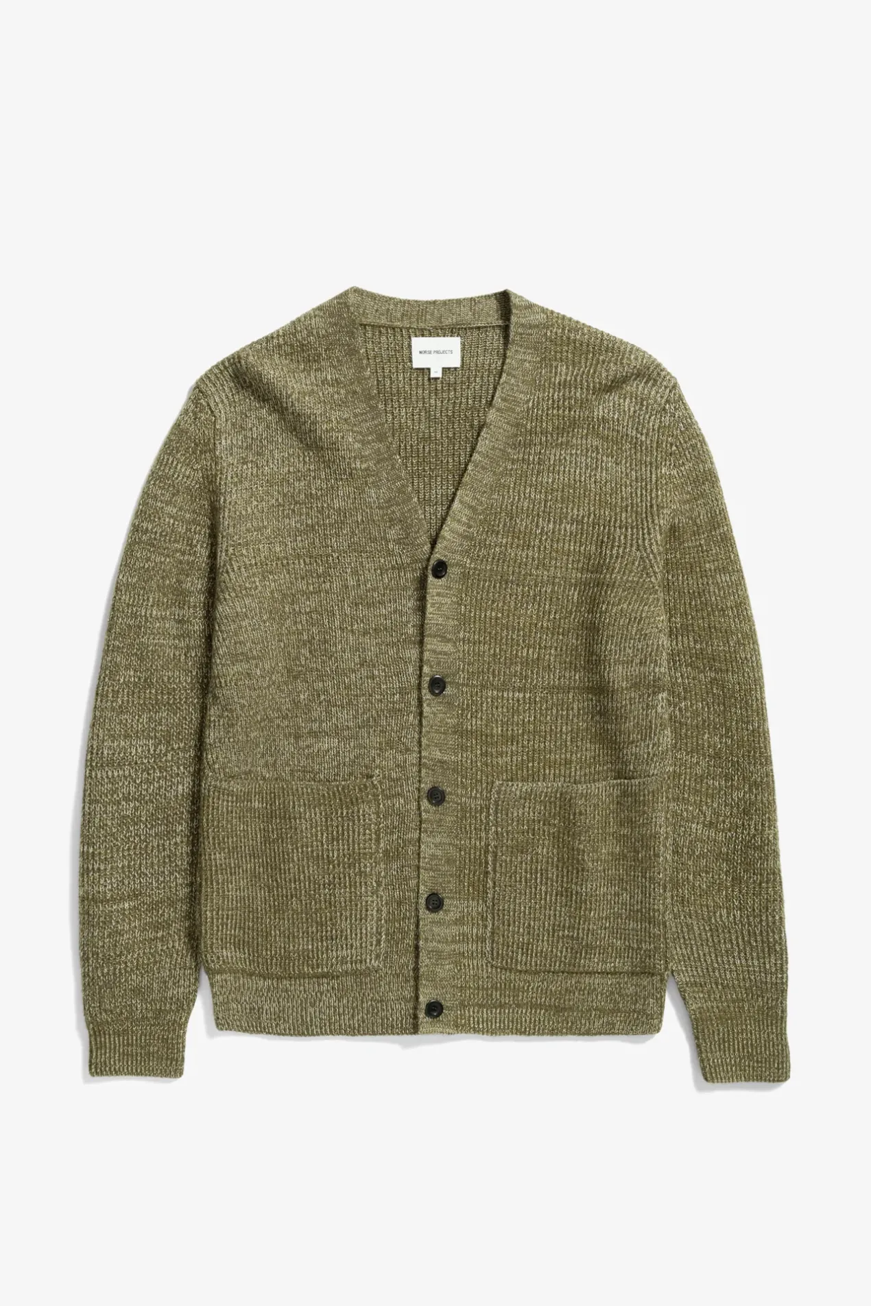 loki_wool_cotton_rib_cardigan_0-2.webp Norse Projects KNITWEAR^Loki Wool Cotton Rib Cardigan Sitka Green