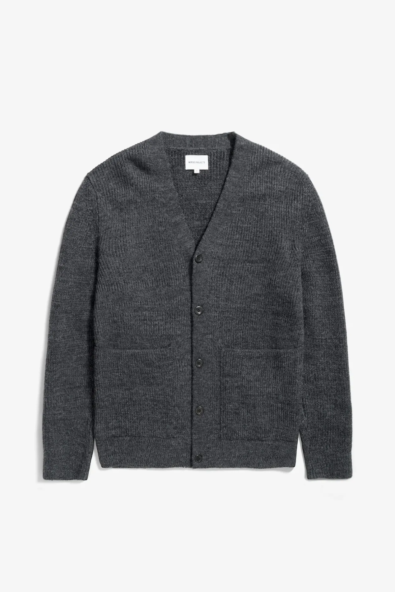 loki_wool_cotton_rib_cardigan_0.webp Norse Projects KNITWEAR^Loki Wool Cotton Rib Cardigan Dark Grey Melange