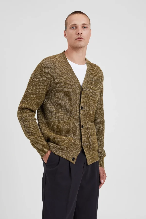 Norse Projects KNITWEAR^Loki Wool Cotton Rib Cardigan Sitka Green