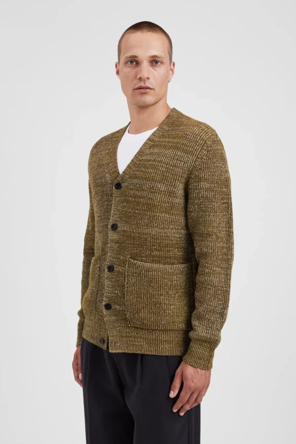 Norse Projects KNITWEAR^Loki Wool Cotton Rib Cardigan Sitka Green