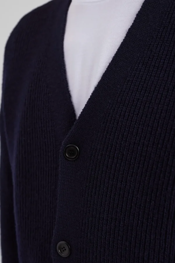 Norse Projects KNITWEAR^Loki Wool Cotton Rib Cardigan Dark Navy