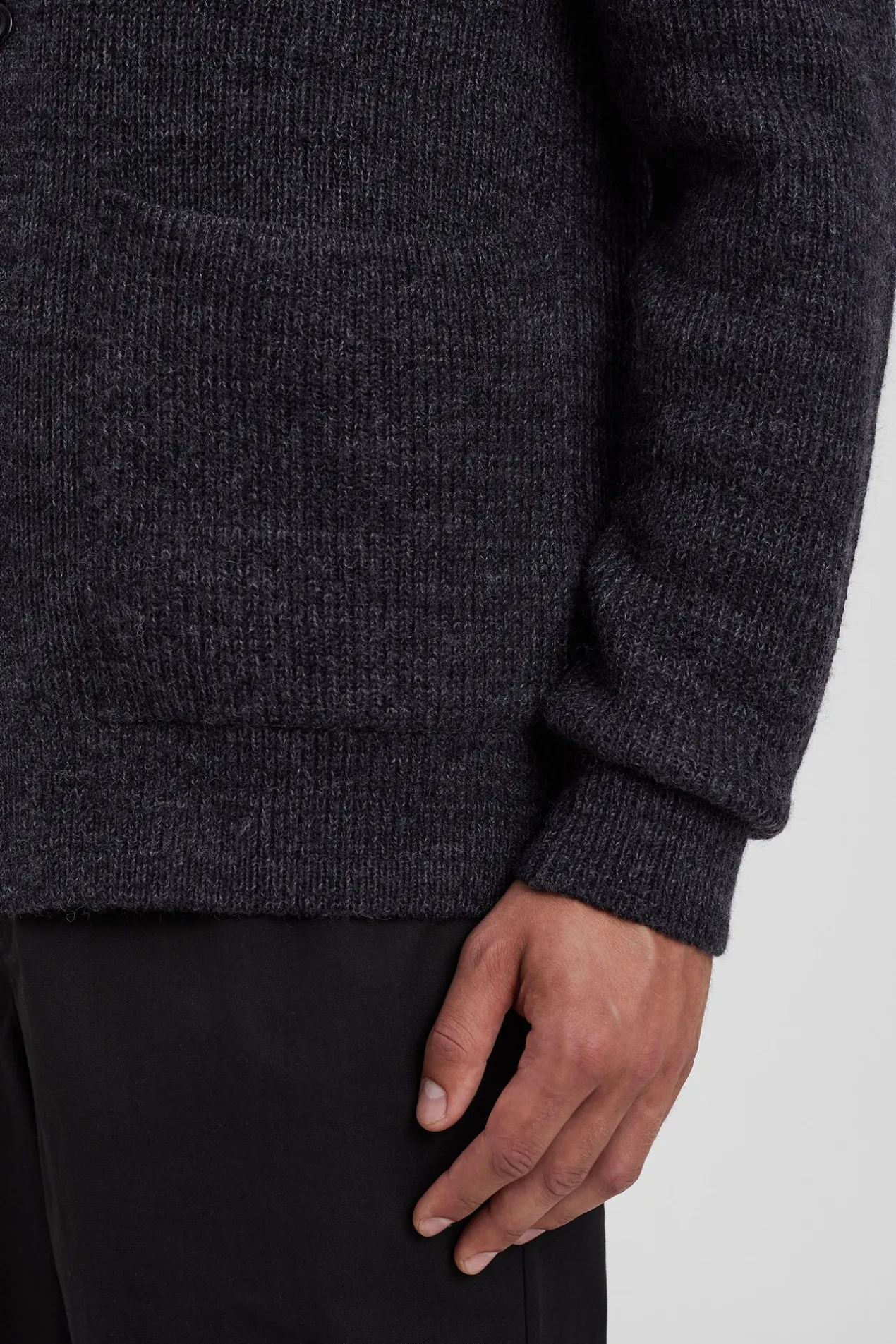 loki_wool_cotton_rib_cardigan_5.webp Norse Projects KNITWEAR^Loki Wool Cotton Rib Cardigan Dark Grey Melange