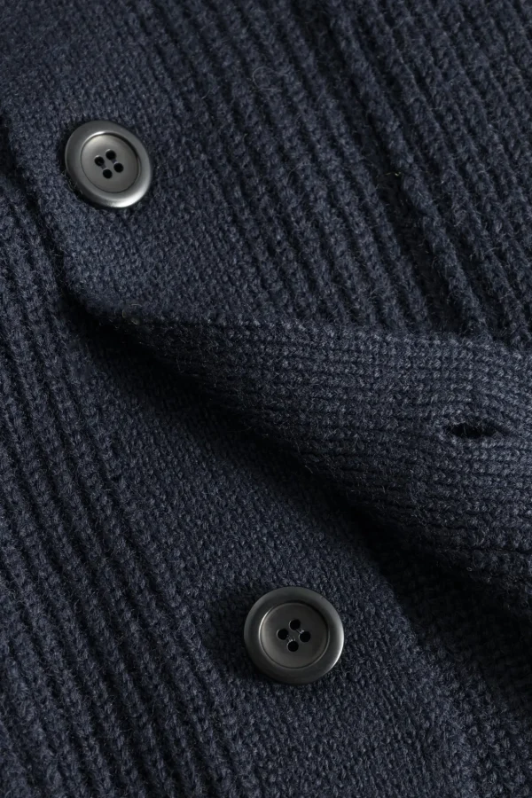 Norse Projects KNITWEAR^Loki Wool Cotton Rib Cardigan Dark Navy