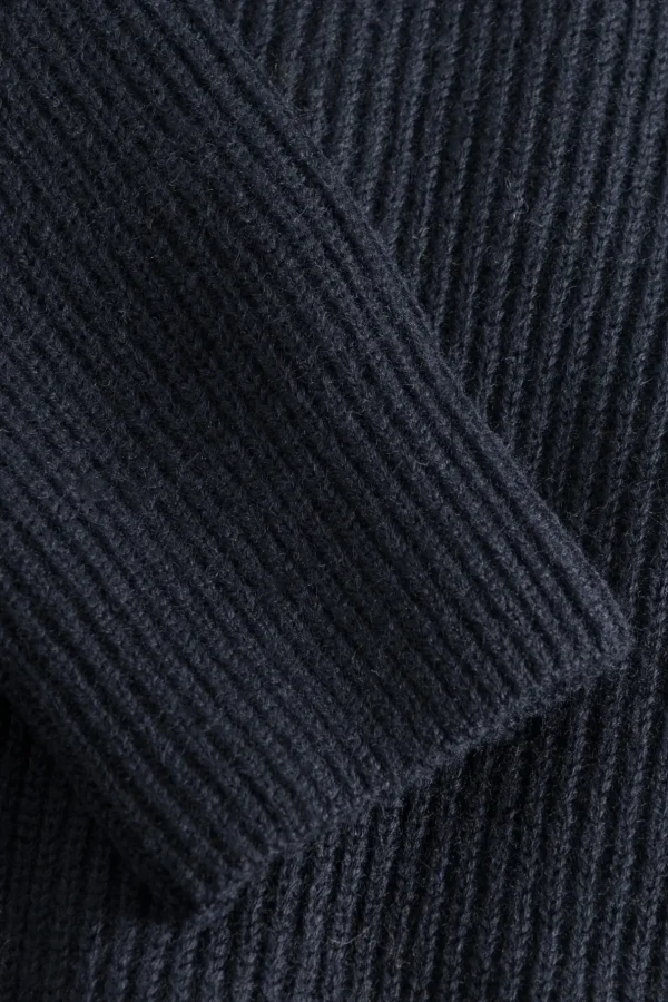 Norse Projects KNITWEAR^Loki Wool Cotton Rib Cardigan Dark Navy