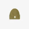 Norse Projects BEANIES^Merino Lambswool Rib N Logo Beanie Sitka Green