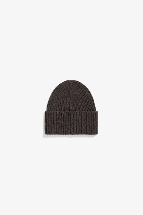 Norse Projects BEANIES^Merino Lambswool Rib N Logo Beanie Heathland Brown