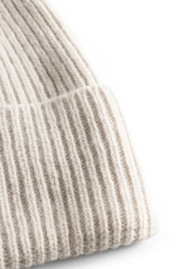 Norse Projects BEANIES^Merino Lambswool Rib N Logo Beanie Oatmeal