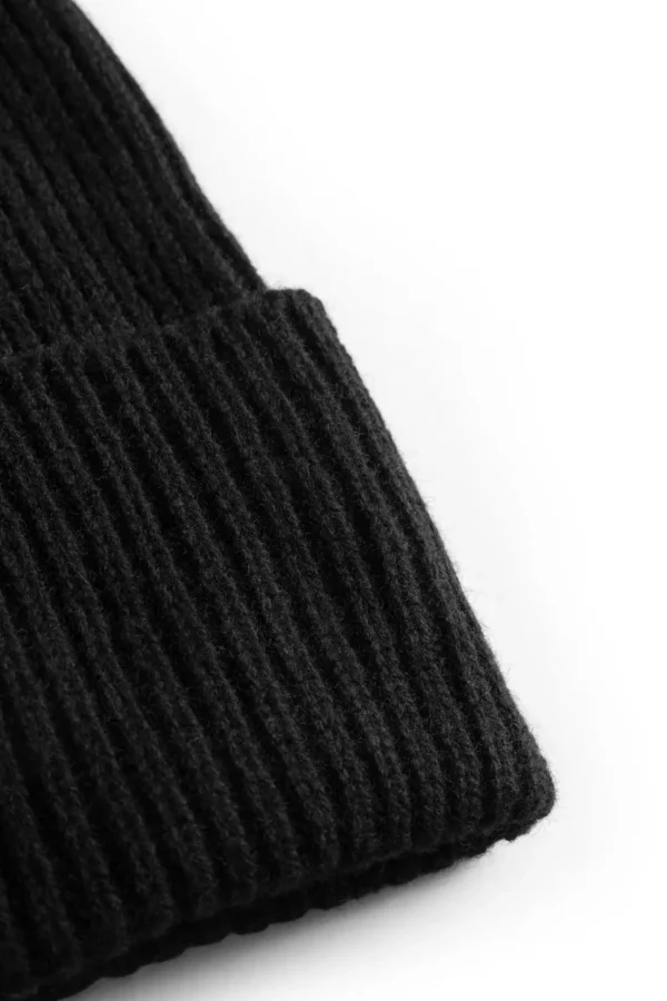 Norse Projects BEANIES^Merino Lambswool Rib N Logo Beanie Black