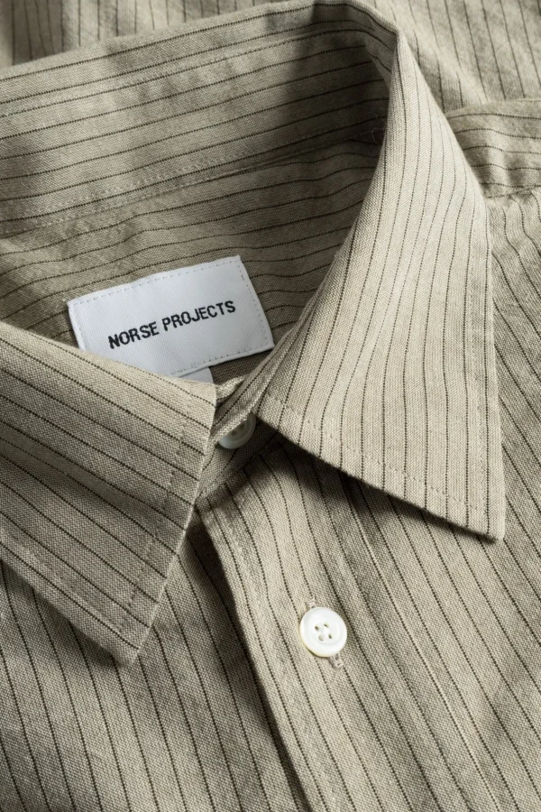 Norse Projects SHIRTING^Mo Oversized Striped Shirt Clay