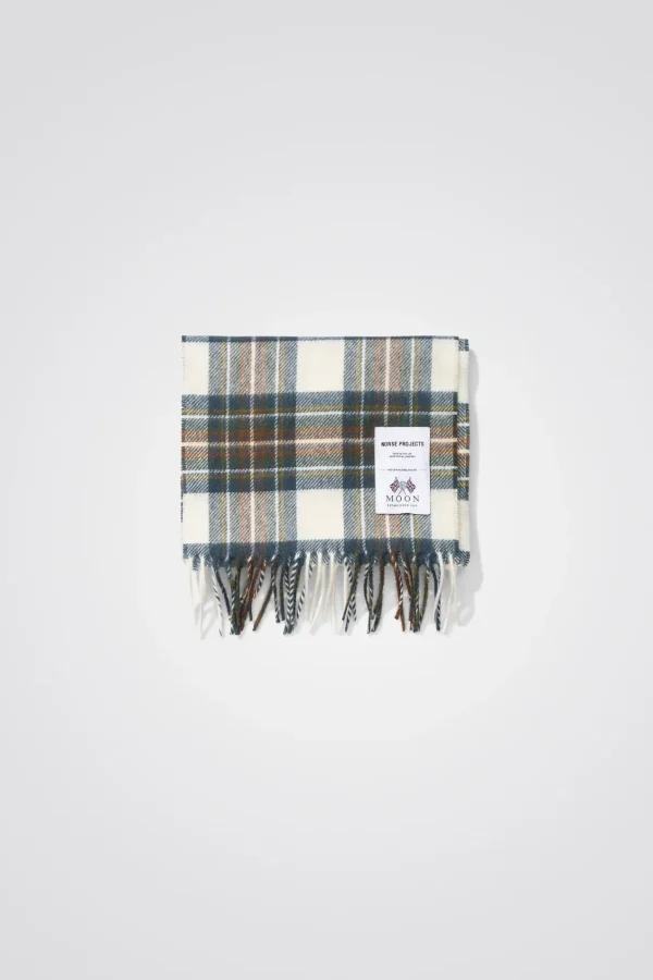 Norse Projects ACCESSORIES^Moon Checked Lambswool Scarf Scoria Blue
